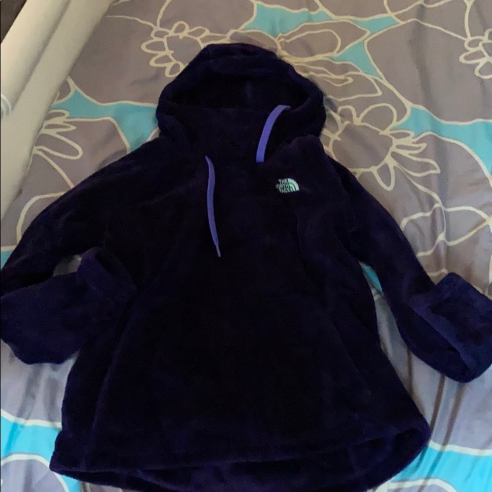 Very fuzzy and comfy purple north face sweatshirt